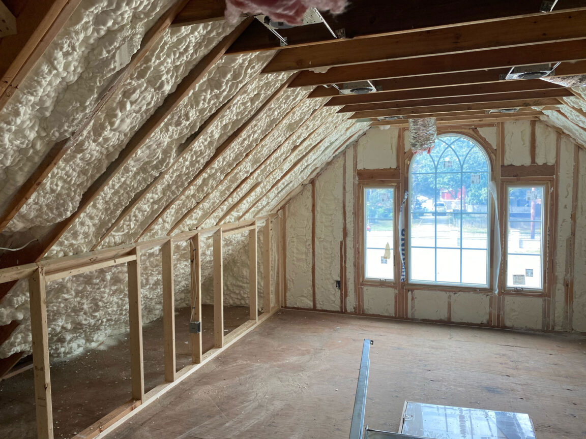open-cell-spray-foam Open-cell spray foam application