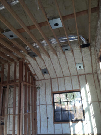 spray foam after application in the interior of a home