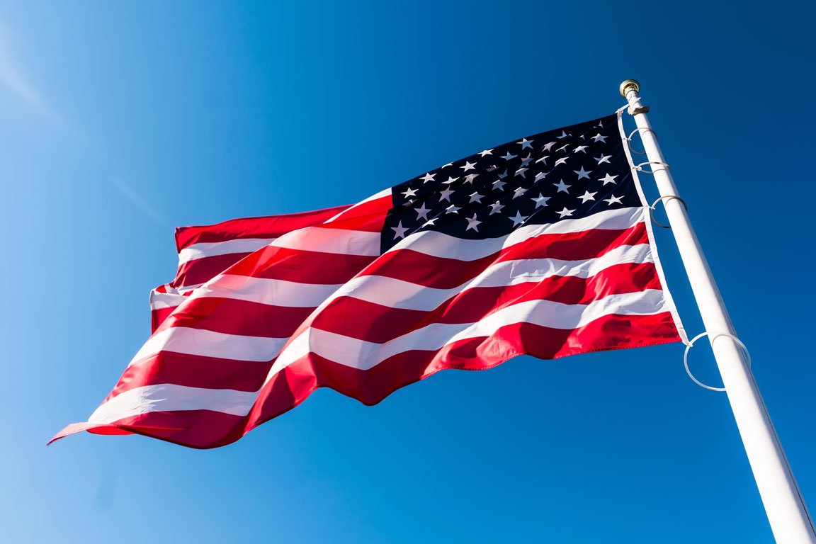 American flag waving in the wind