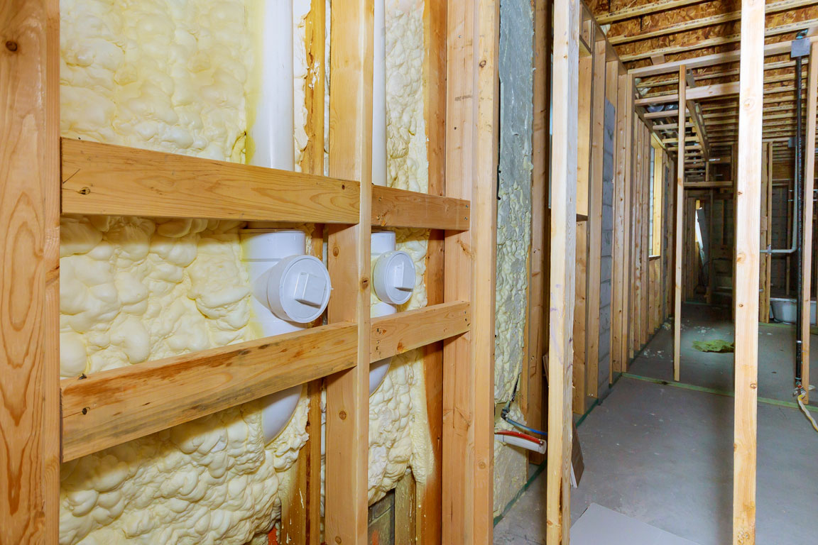 basement with spray foam insulation