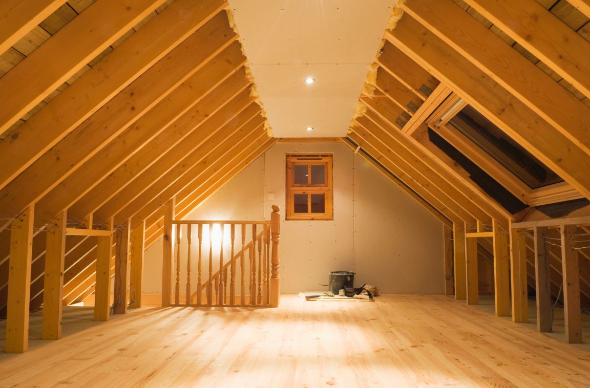 an attic getting renovated