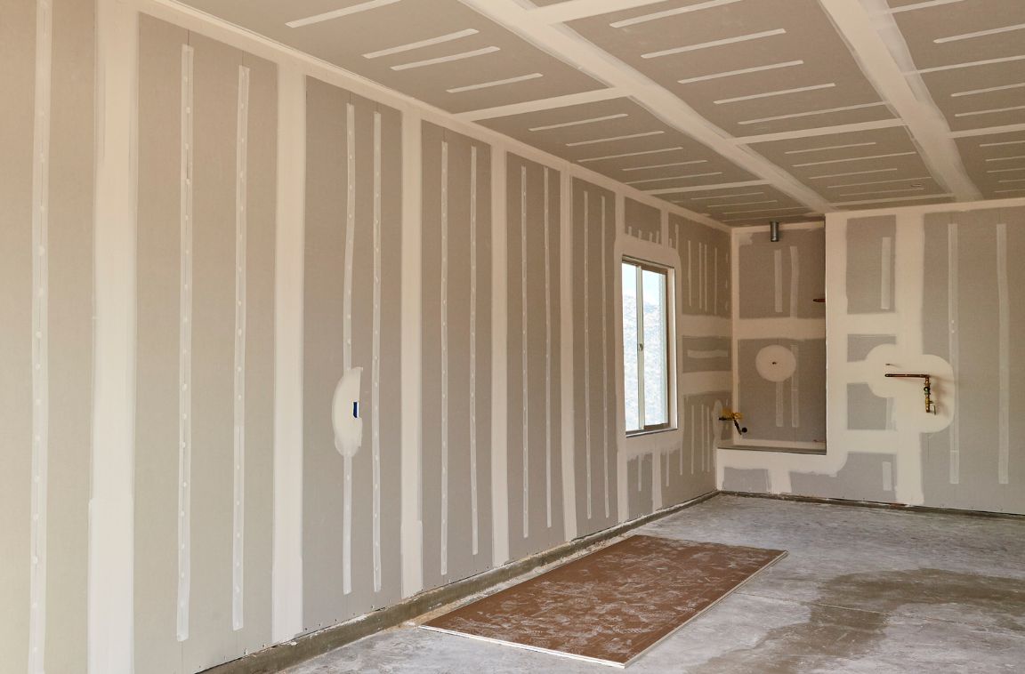 a room with drywall